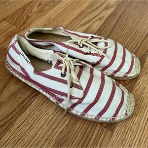 Soludos Red‎ Stripe Cream Lace Up espadrilles size 4